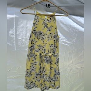 Yellow flower pattern shorts romper